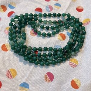 Green glass bead necklace